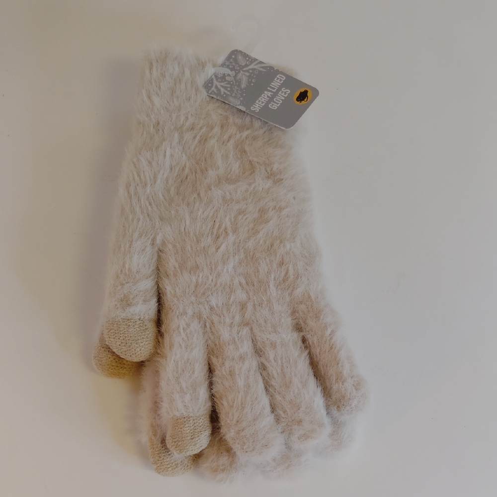Sherpa Lined Cozy Cream Winter Gloves